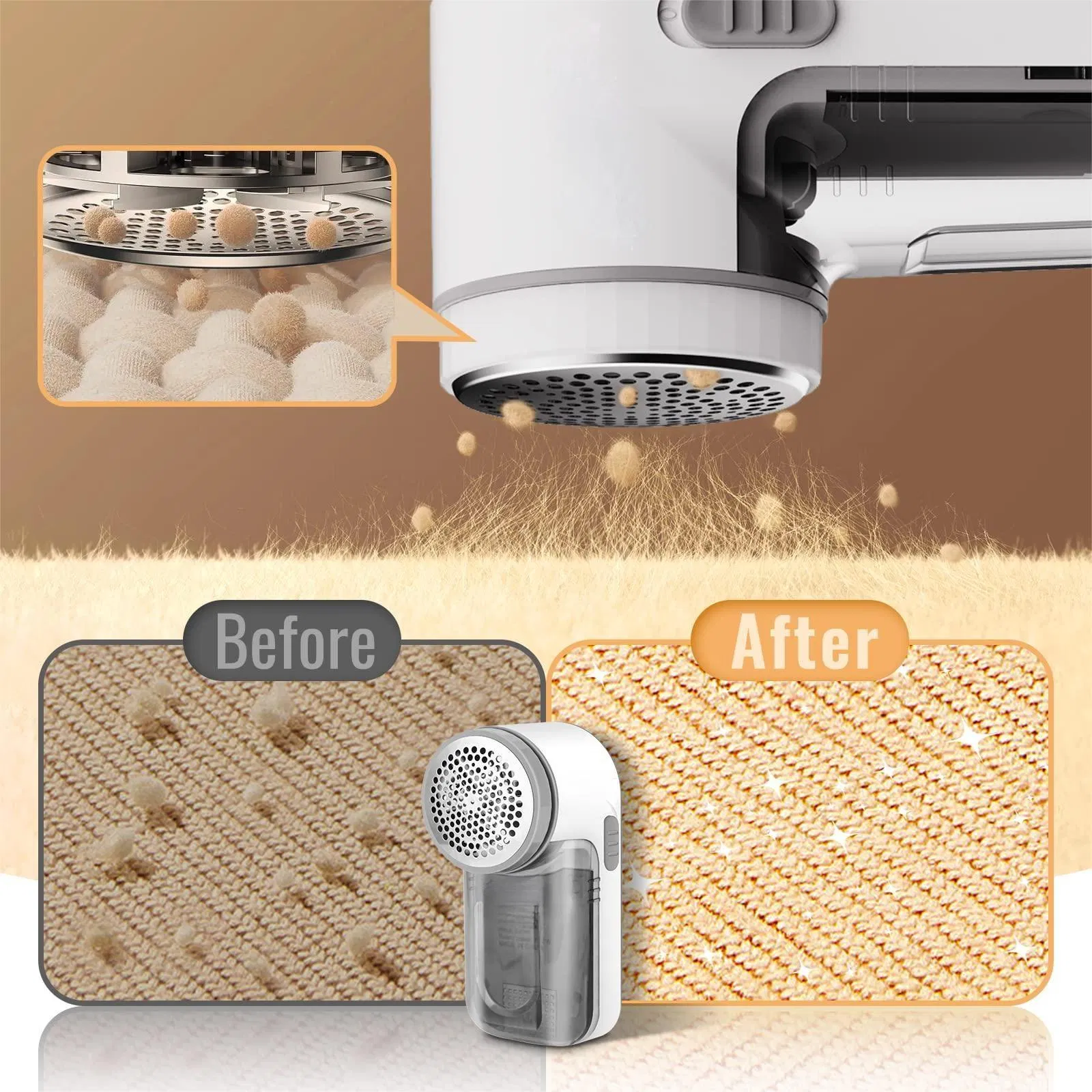 USB Powered Shaver Brush 2-in-1 Sweater De-Fuzzer Battery-Free Fabric Lint Remover