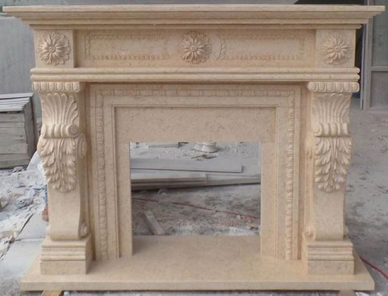 Beige Marble Fireplace Mantels for Indoor / Outdoor