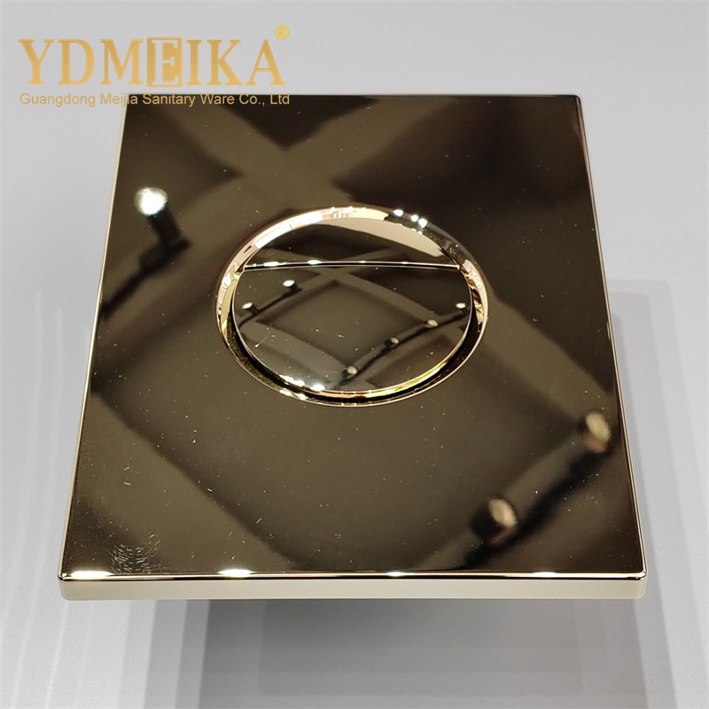 Bathroom Luxury Design Golden Color Round Shape Push Dual Flush Button Panel for Wall Hung Toilet