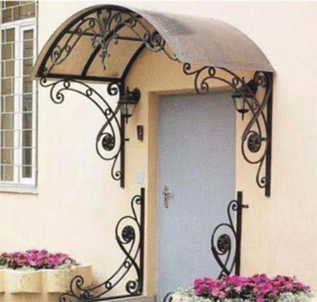 Custom Elegant Design Balcony Modern Decorative Wrought Iron Canopy for Front Outdoor Entrance Canopies Wrought Iron Awning Pergola