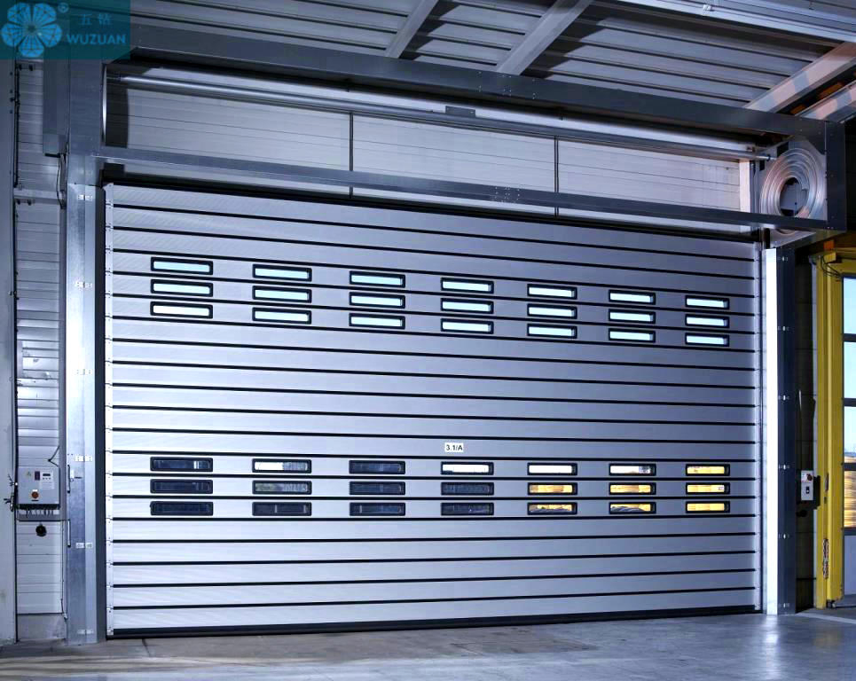 Rapid Automatic Industrial Exterior Aluminum Alloy Security Thermal Insulated Overhead Garage Rolling up Warehouse Roll up Metal Coiling Spiral High Speed Door