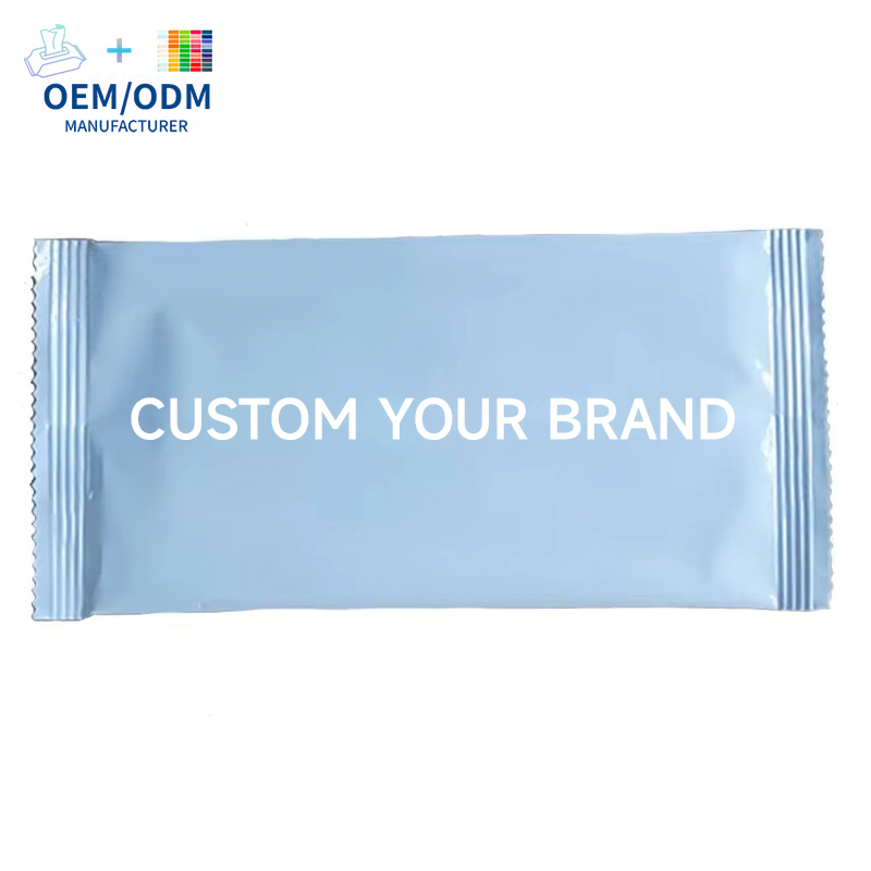 Custom Logo Individually Wrapped Wet Wipes Travel Single Pack 1PCS Hand Wipes Refreshing Restaurant Wet Wipes Non-Woven Cleansing Wet Tissue