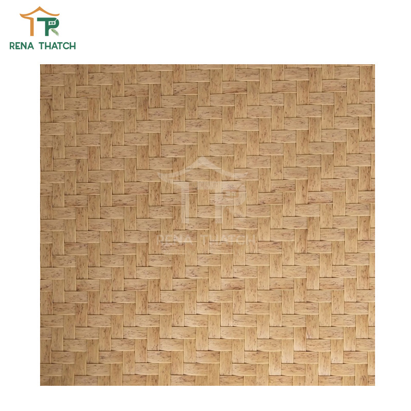 Natural Looking PE PVC Rattans Herringbone Weave Synthetic Artificial Bamboo Mat Rattan Cane Webbing
