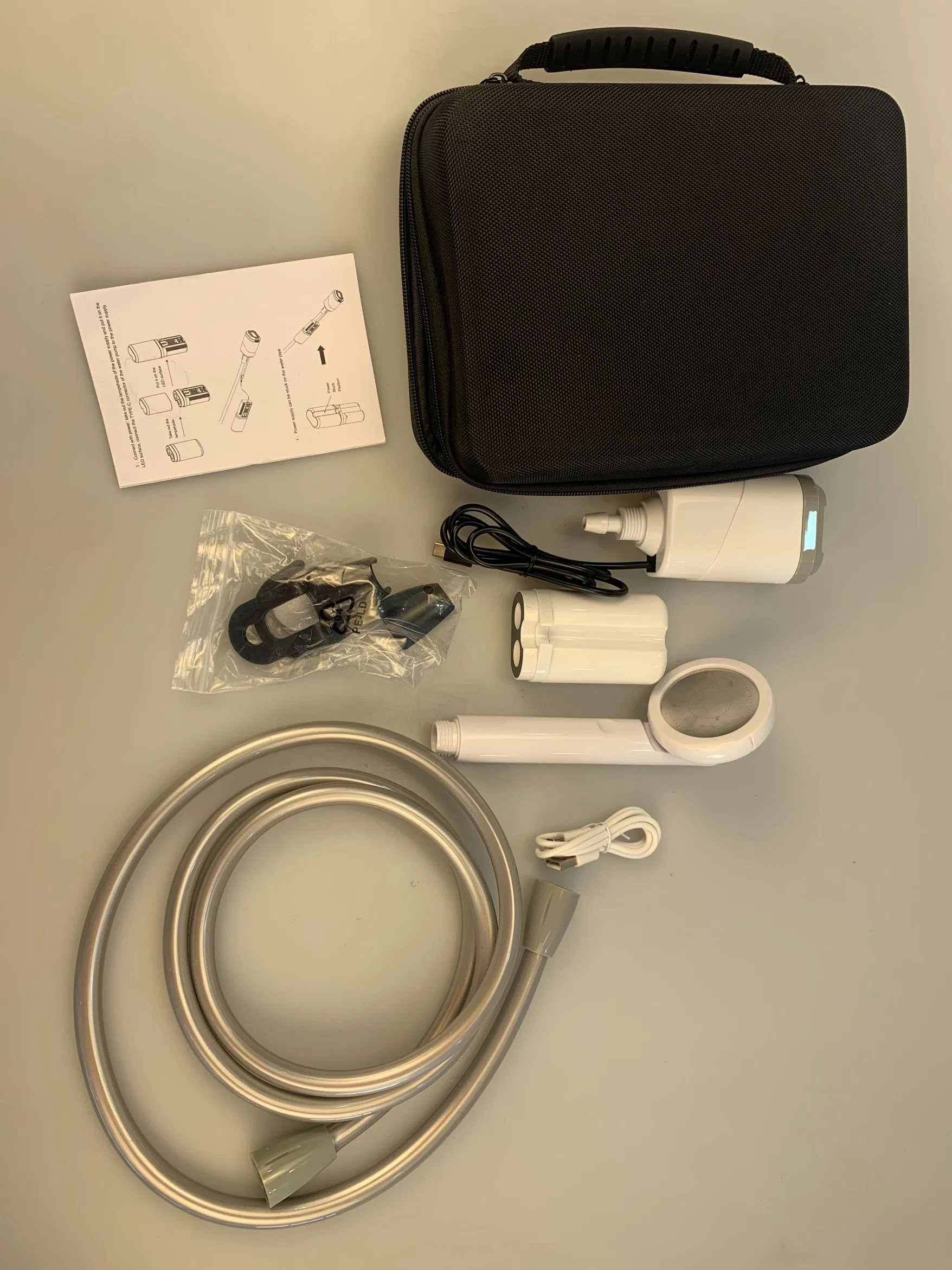 2023 New Design Upgrade Portable Outdoor Shower Kits with Sos Light for Camping