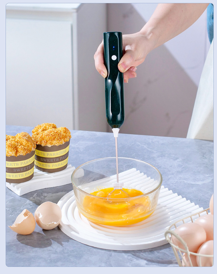 304 Stainless Steel Powerful Handheld Milk Frother for Coffee Electric Mini Milk Frother USB Charge Battery Operated