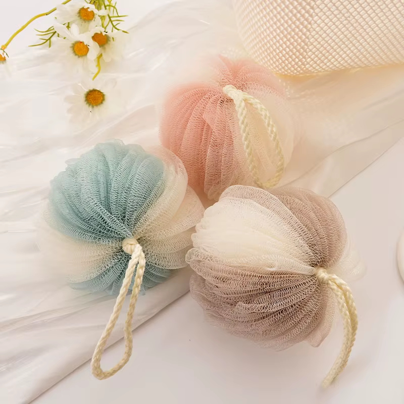 Sofe Natural Body Scrubber Mesh Shower Bath Balls Sponge Loofah Bath Sponge Body for Exfoliating Custom Logo