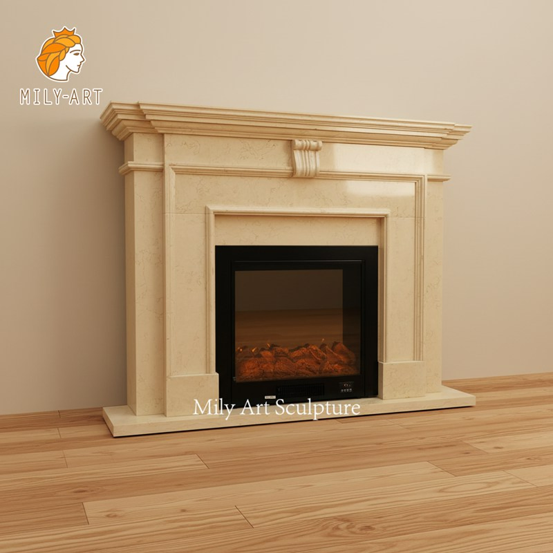 Natural White Marble Carving Fireplace Mantel Surround for Interior Decoration