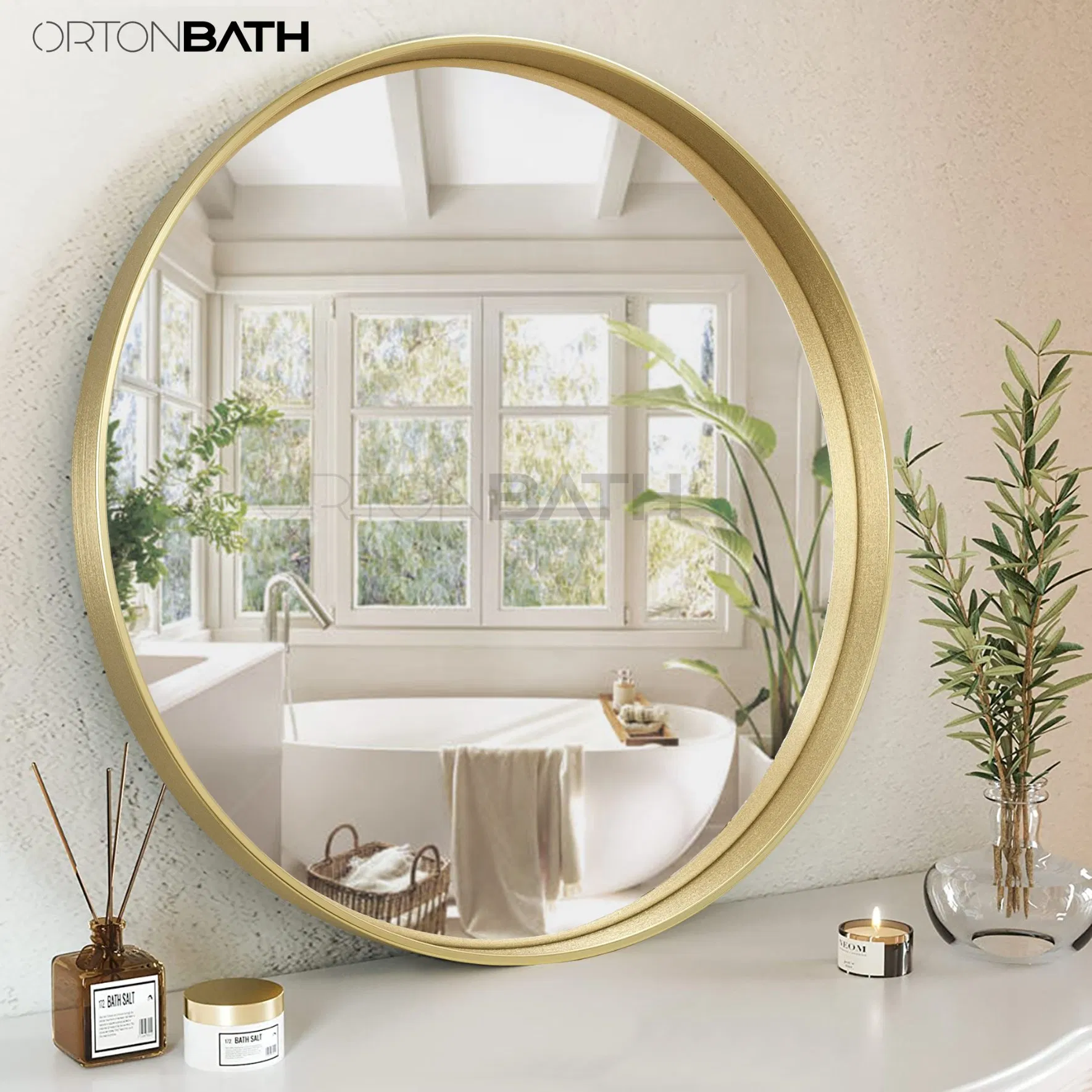 Ortonbath Round Mirror for Wall, Metal Frame Vanity Circle Mirrors Wall Mounted Matte Home Decor Mirror for Bedroom Living Room