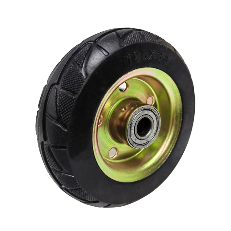 5-Inch Medium-Duty Rubber Wheels with a Non-Slip Textured Surface, Suitable for Tool Carts and Handcarts.