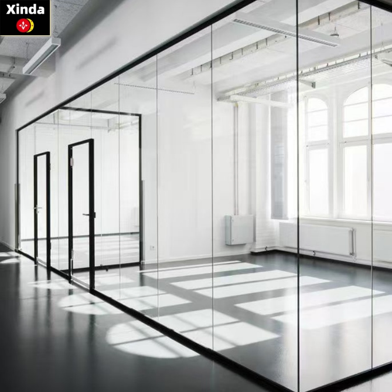 Glass Partition Wall Frameless Glass Partition Wall for Meeting Single Glass Partition Easy Assembled