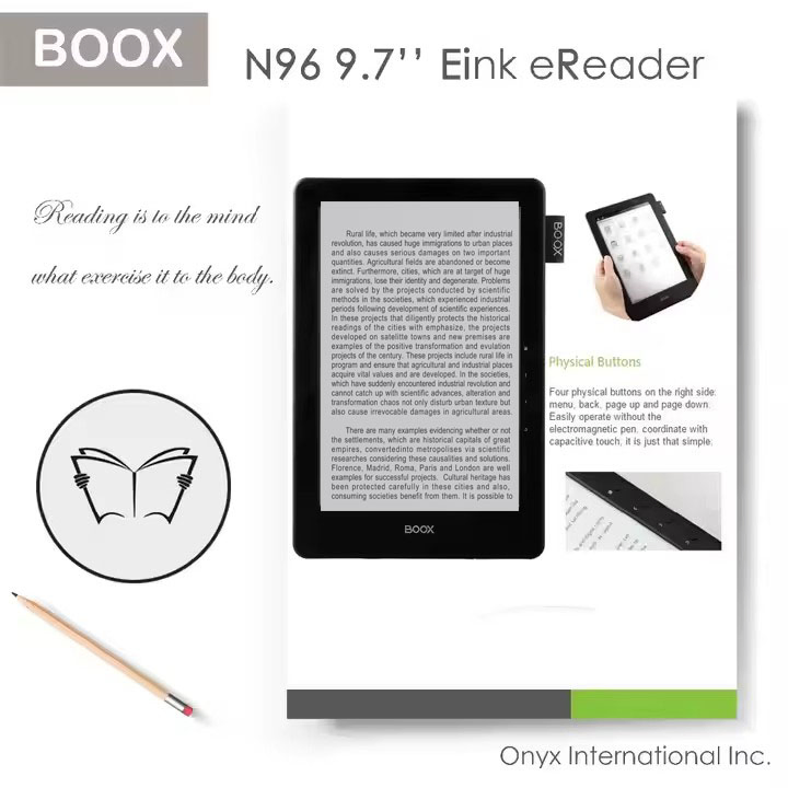 Cheap Ebook Reader 9.7 Inches Android Ebook Laptop Optional WiFi Bt TF Metal A4 Ebook Reader Low Price