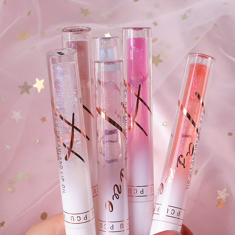 Cosmetic Jelly Clear Lip Oil Water Light Moisturizing Plump Glitter Lipgloss