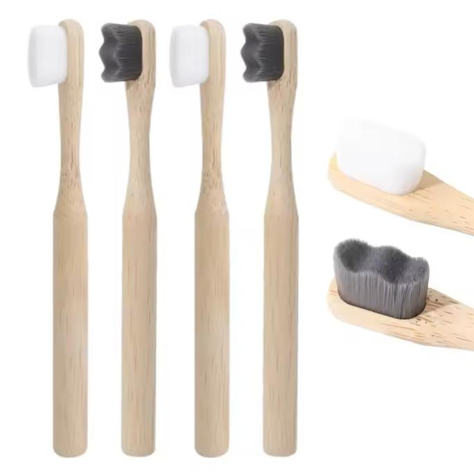 Custom Logo Eco-Friendly Biodegradable Soft Nano Brush Bristle Bamboo Toothbrush
