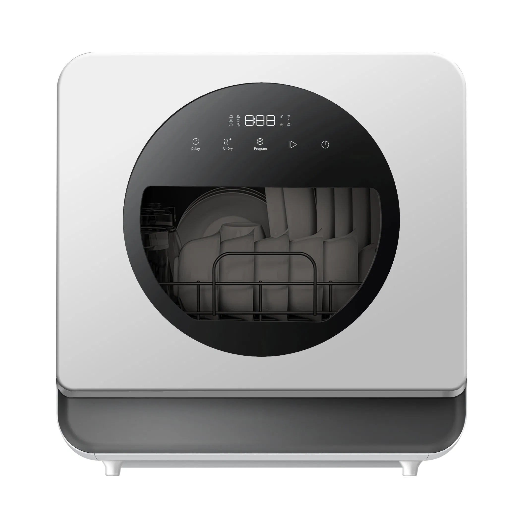 Portable Countertop Dishwasher with a Transparent Window to See Clean Results