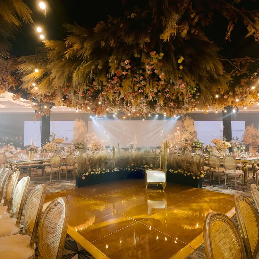 3FT/4FT Wear-Resistant High Gloss Modular Teak Wooden Portable Mobile Dance Floor for Wedding Events Flooring