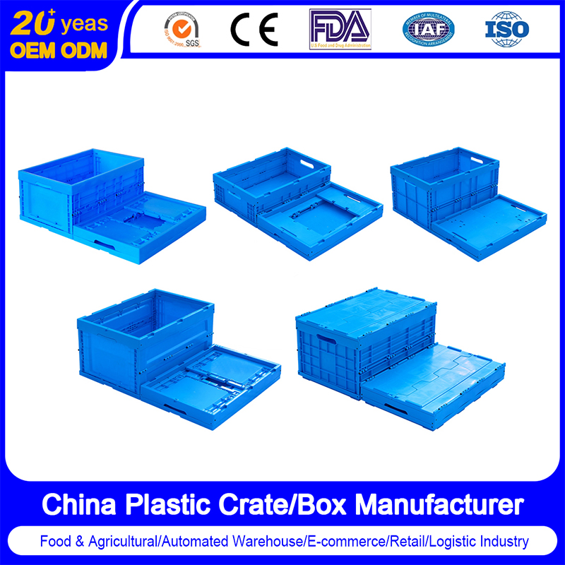 60X40X12/14/18/22/26/30/34cm 53X36X31cm Stackable Food Containers Tools Plastic Box Hard Plastic Case Moving Folding Crate with Lids