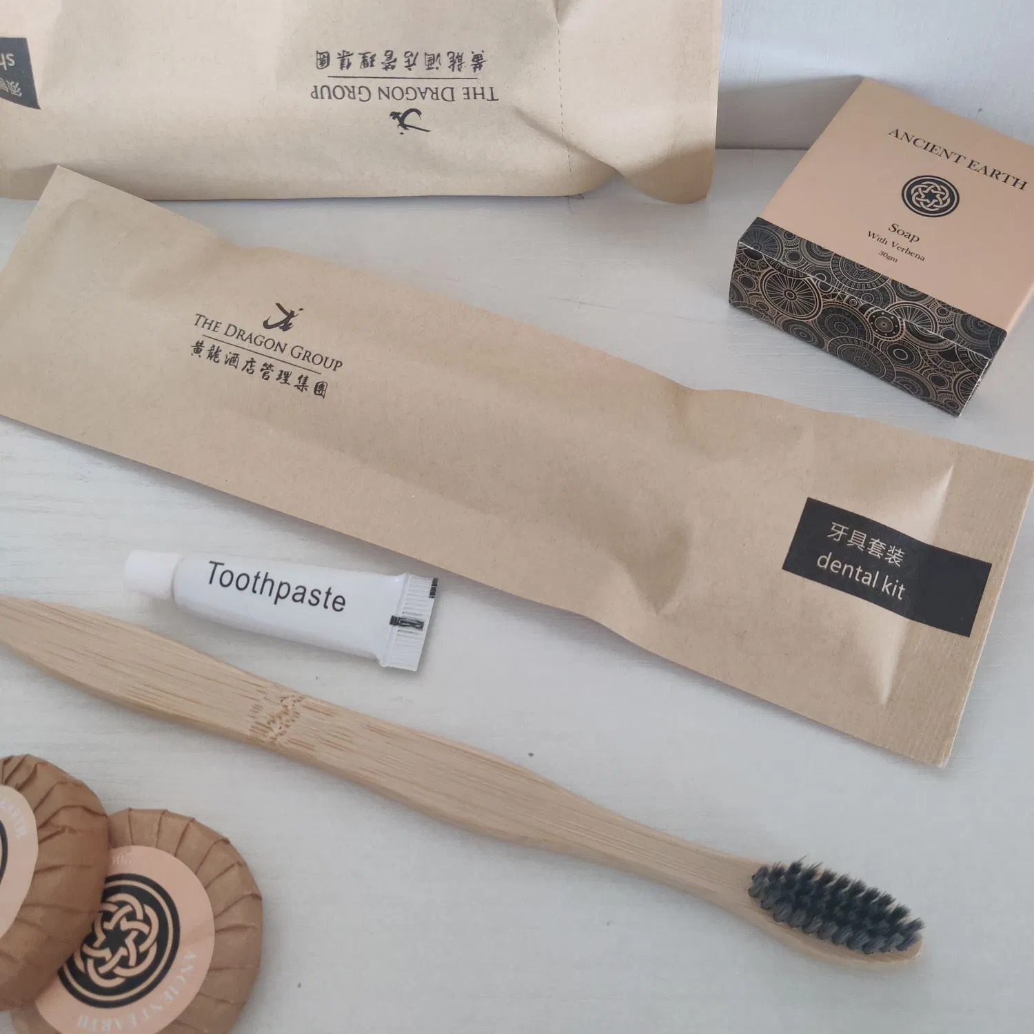 Biodegradabie Kraft Paper Bag Toothbrush for Hotel Kit