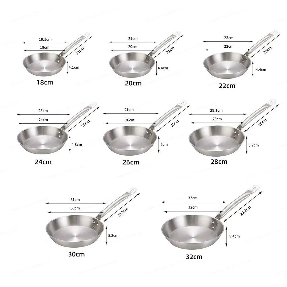 Tri-Ply Stainless Steel 304 Fry Kitchen Cookware Non-Stick Cooking Frying Pan Set