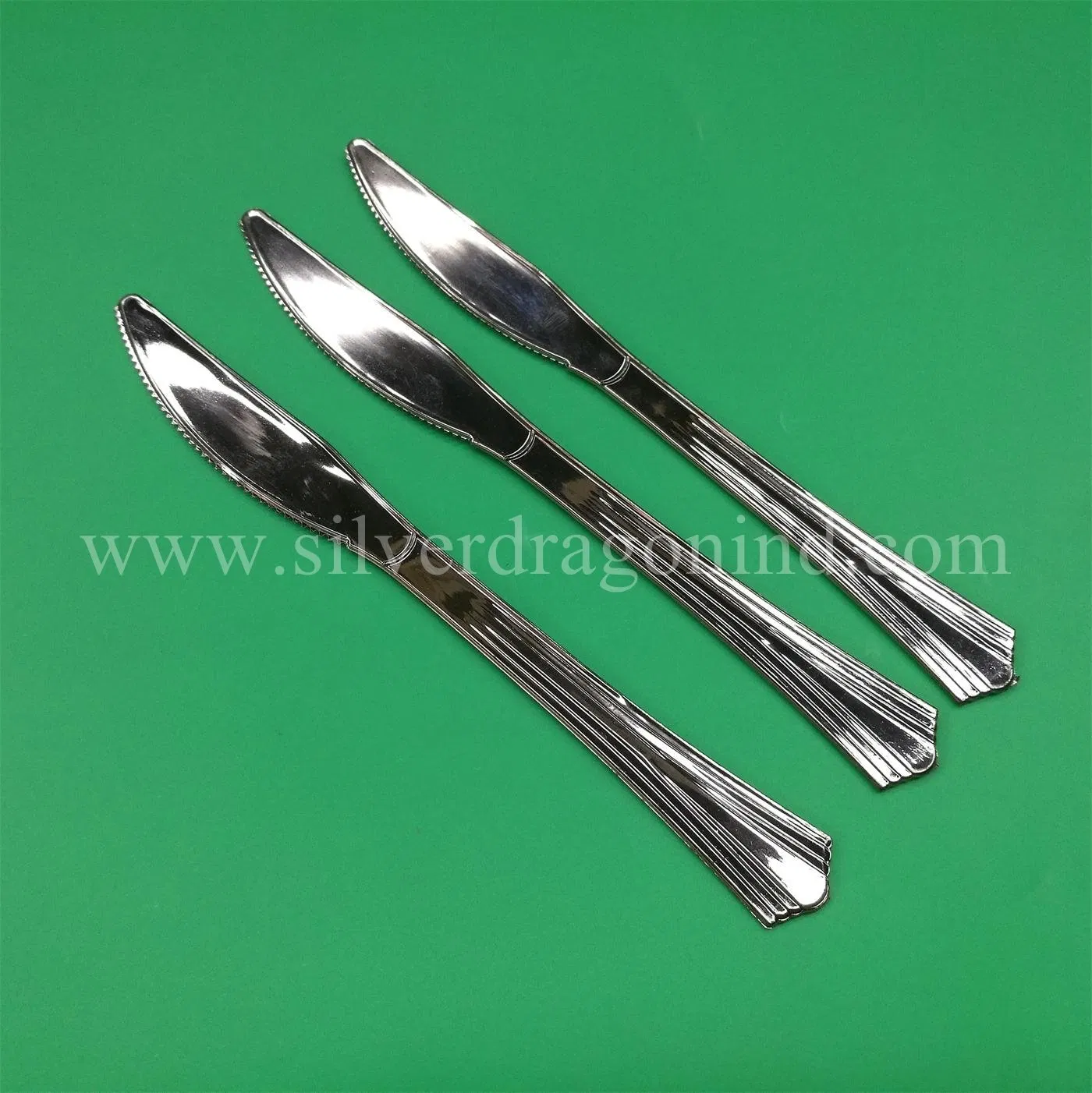Silver Plated Disposable Plastic Cutlery, Knives Forks Spoons