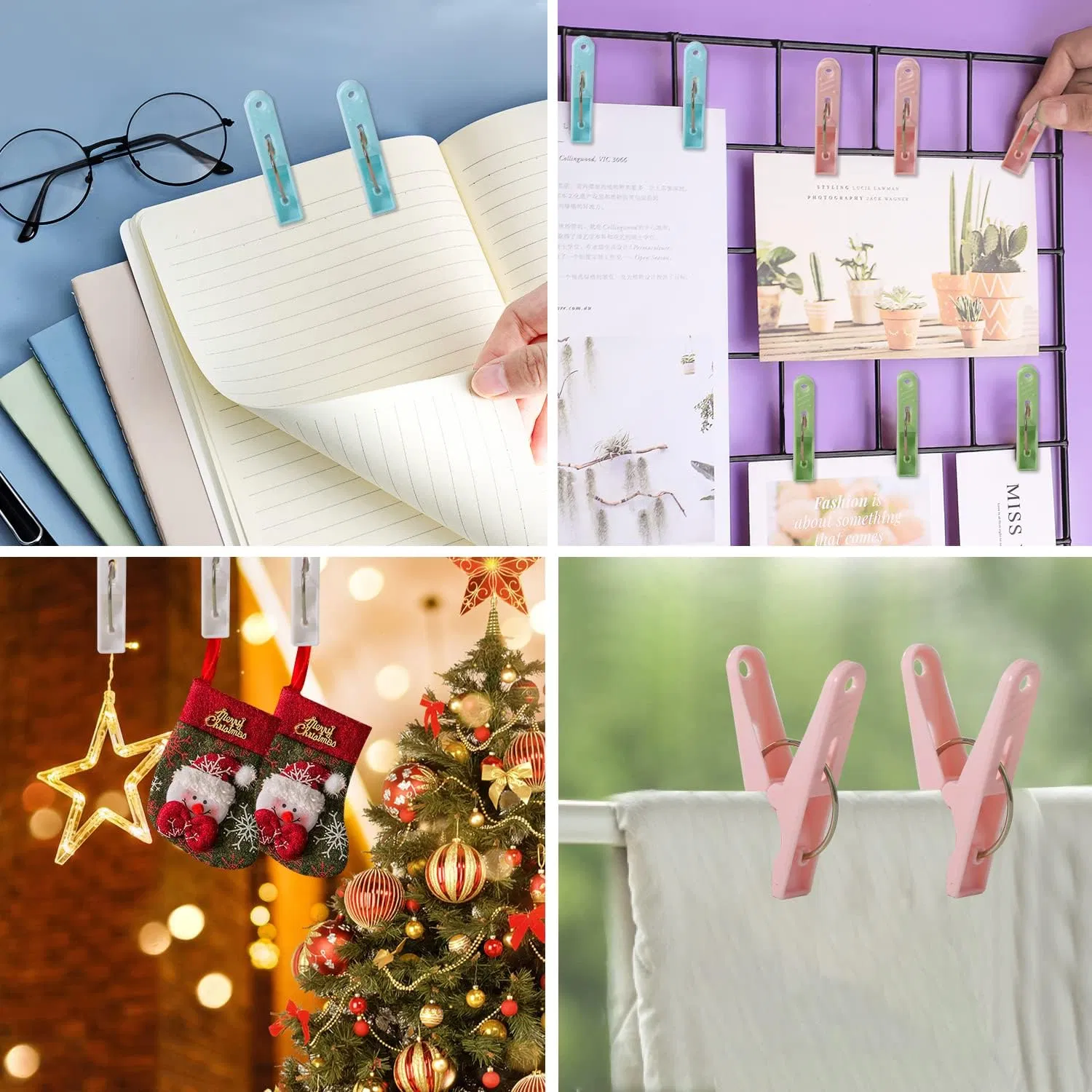 Plastic Clothes Pins Heavy Duty Outdoor for Hanging Clothes, Colored Clothespins Clips with Springs Clothes Drying Line Pegs