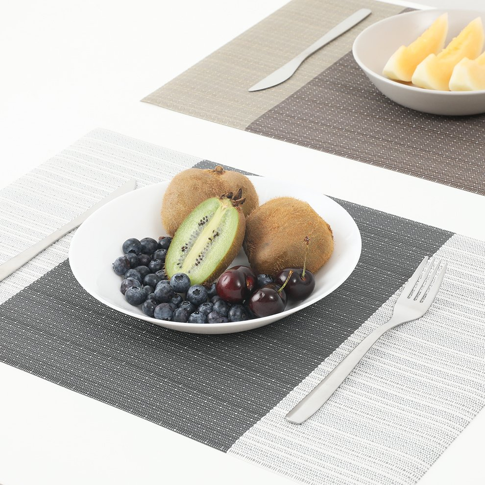 Heat Resistant Non-Slip Placemats for Dining Table Washable Vinyl Woven Place Mat PVC Table Mats Sets