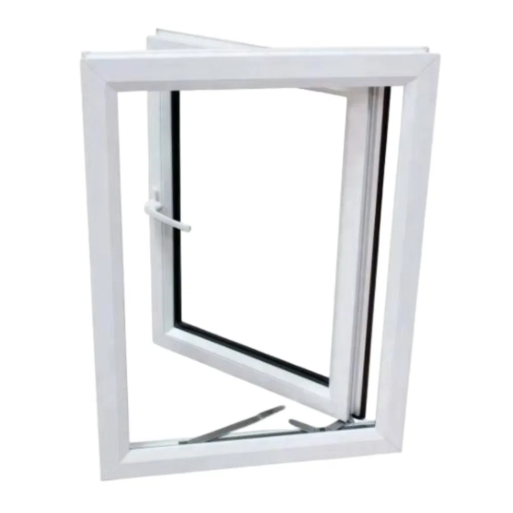 White Simple Style Plastic-Steel / UPVC Casement Windows with Hollow Transparent Tempered Glass Are Suitable for Houses.