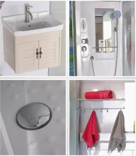 Luxury Sanitary Ware with White ABS Toilet Shower Cabin Bathroom Sets Cabinet Sink Combo Prefab Bathroom Toilet