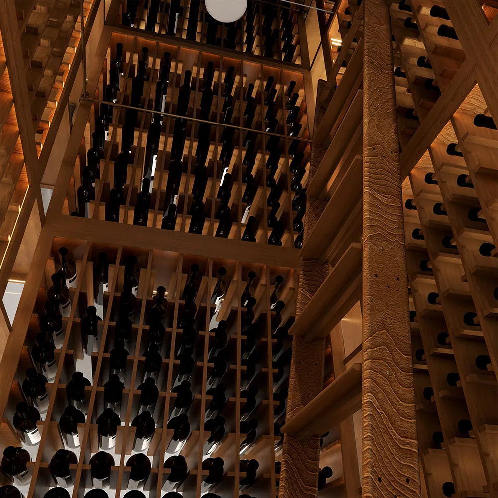 Customizable Cella Wine Tower with Golden Frame Design