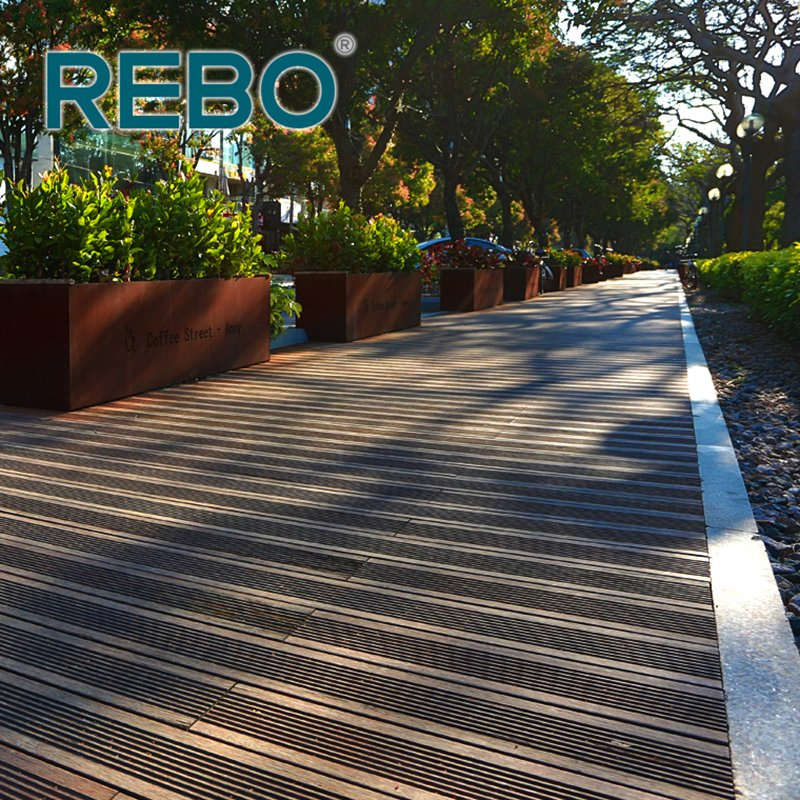 High Hardness Bamboo Hot Pressing Waterproof Grooved Deck Floor Board