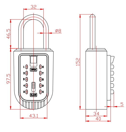 Yh9175 Outdoor Wall Mounted 10-Digit Push Button Combination Key Lock Box