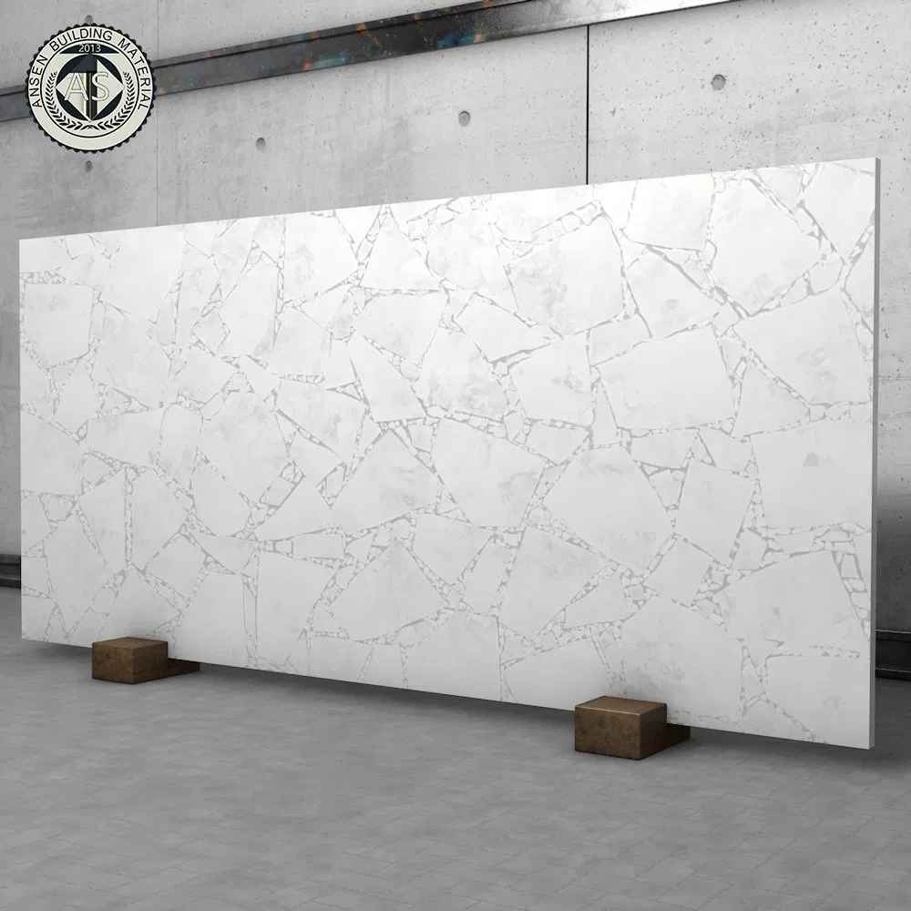 Wholesale Price Engineered Quartz Slab 2cm Thickness Calacatta White Marble Look Quartz Stone
