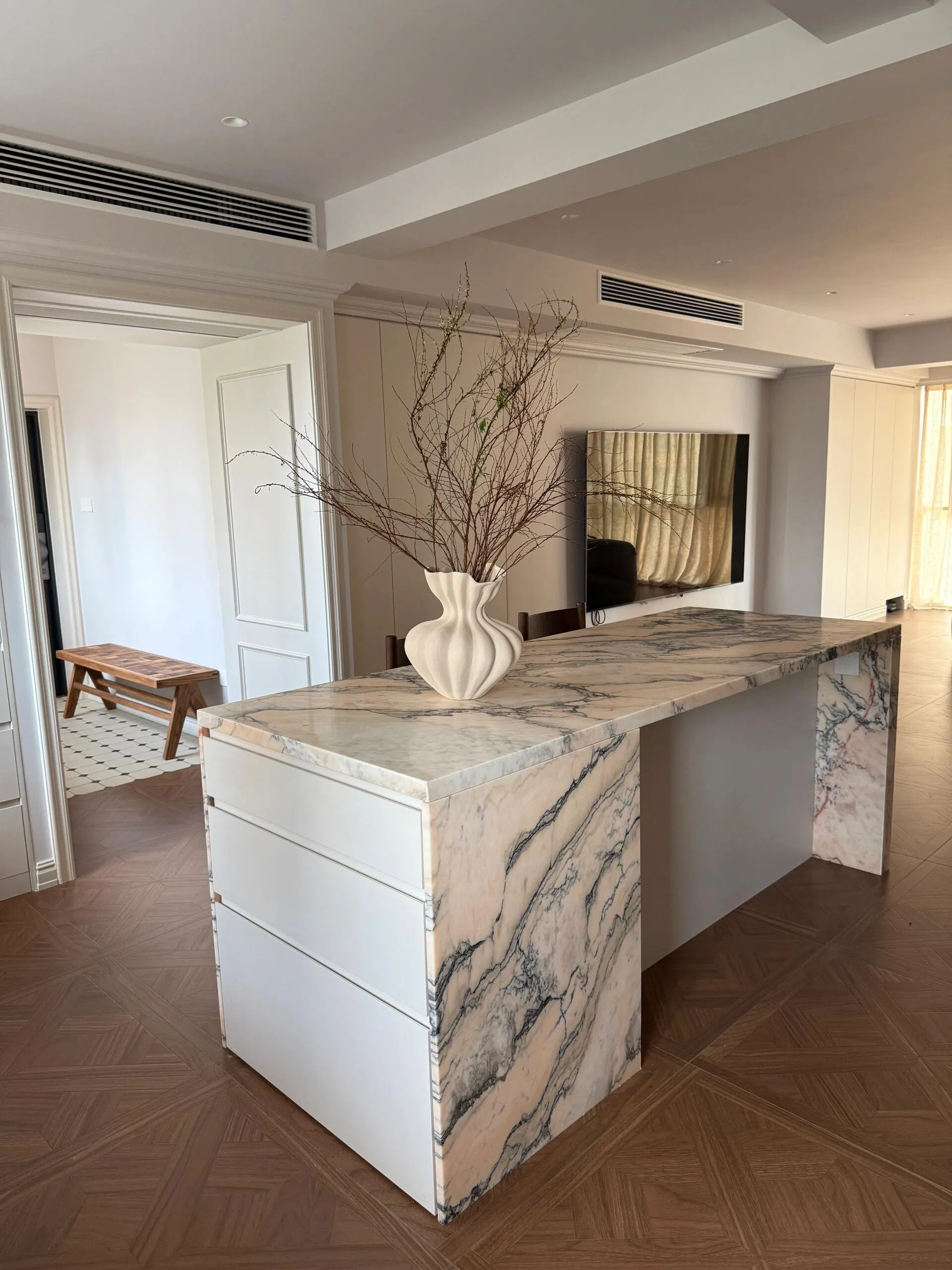 Natural Pink Marble Stone Island Desk for Home Villa Kitchen Countertop Vanity Top Wall Decoration