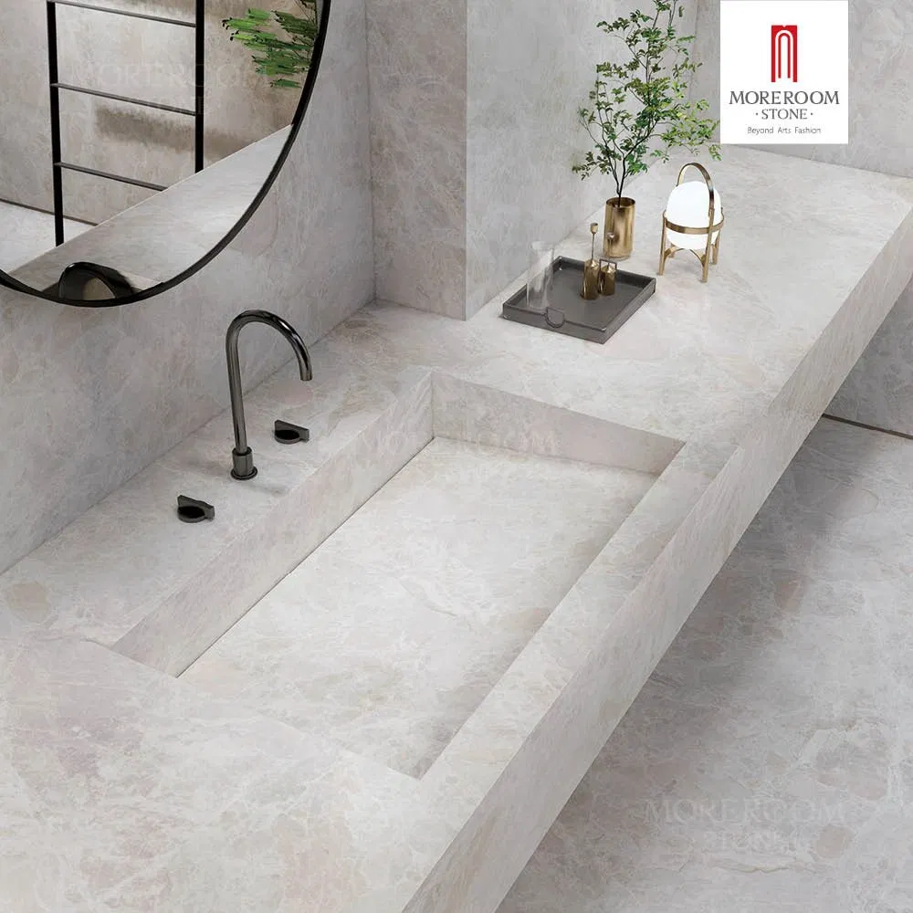 Porcelain Slab Yabo White Marble Look Tiles for Luxury Villa Interior Decoration