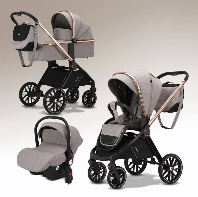 3 In1 Baby Stroller Sun Protection with Car Seat and Sleeping Basket/Plating Foldable Portable Fashion Travel Baby Stroller