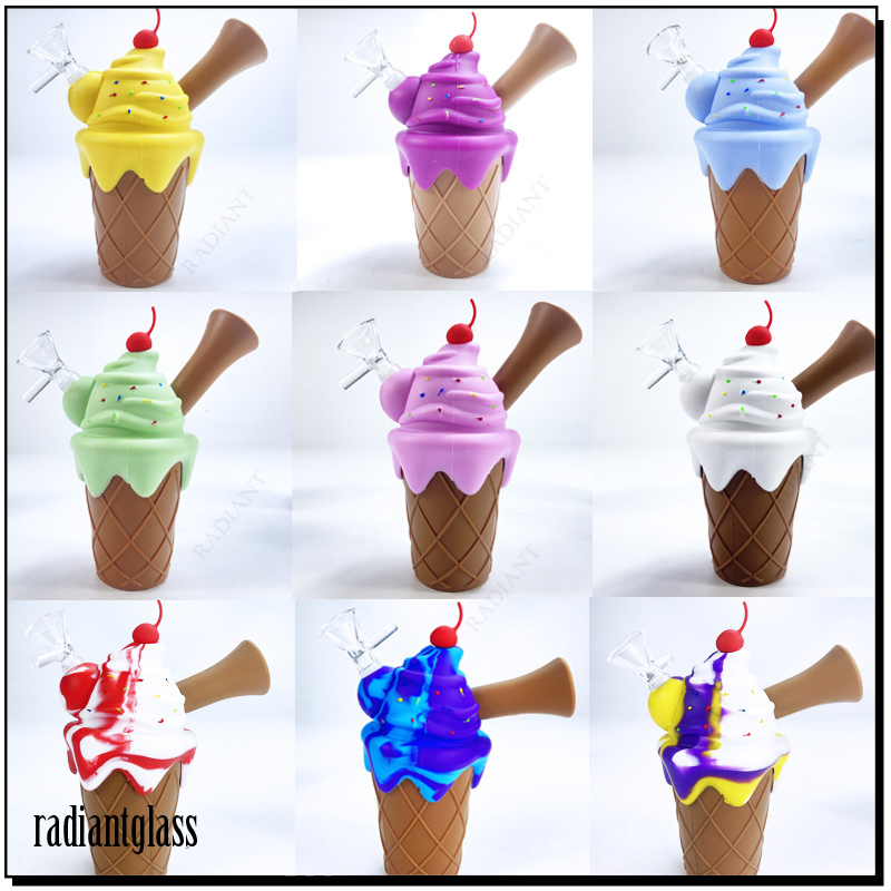 Ice-Cream Shapes Multi-Colored Cute Cupcakes Silicone Water Pipe
