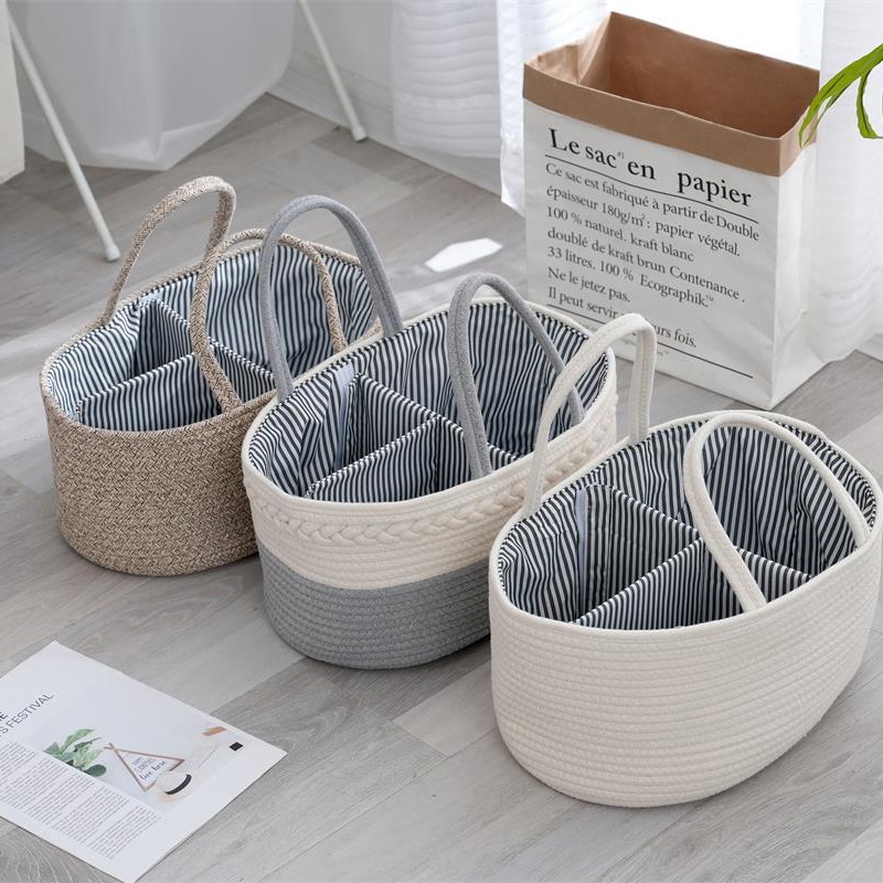 New Design Felt Storage Separation Travel Essentials Baby Products Cotton Rope Water Resistant Tote Bag Diaper Organizer