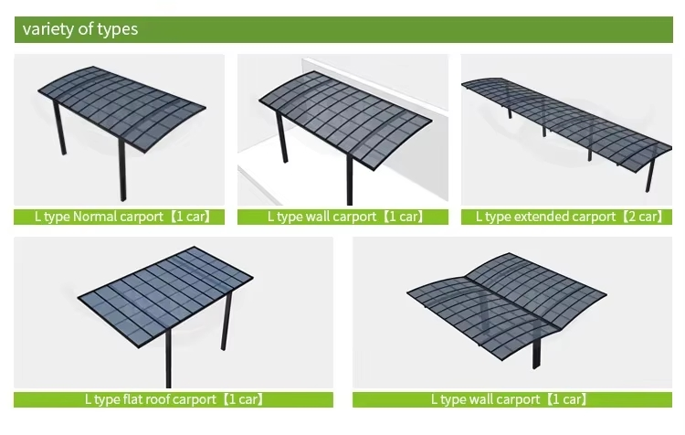 Aluminum Alloy Carport with Polycarbonate Sheets for Single Double Cars