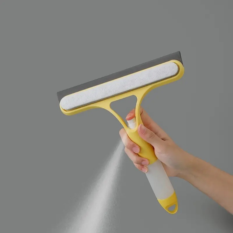 Double-Side Glass Wiper 3 in 1 Multifunctional Car Windshield Window Cleaner Windows Squeegee with Spray Bottle