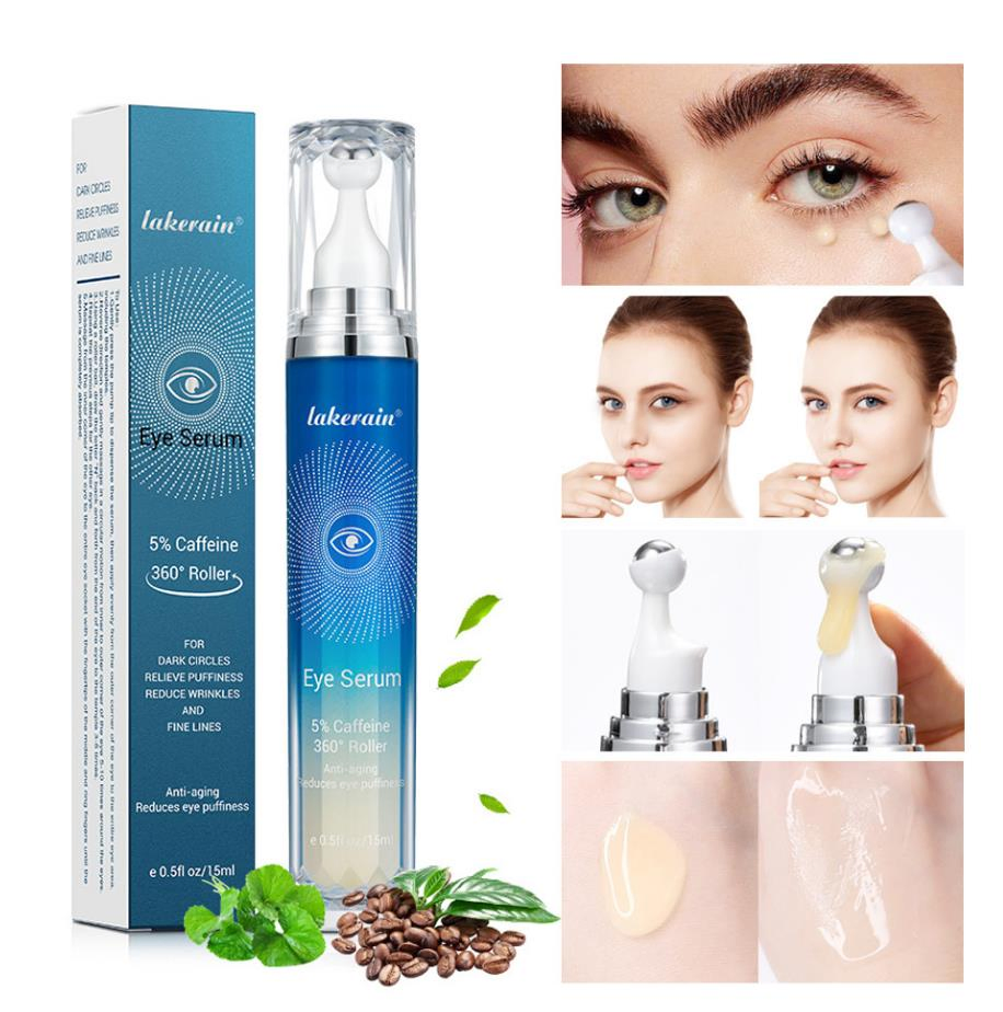 Online Wholesale and Retail Dark Circles Removal Anti Puffy Eye Serum 5% Caffeine Essence Wrinkle Reduce Cream Roll on Massage Eye Roller Serum