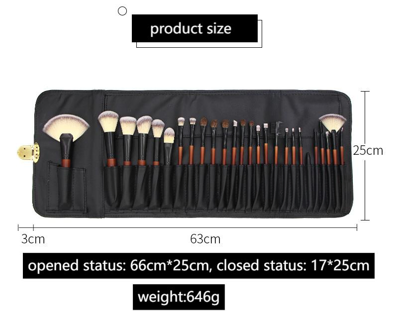 Premium 26 Makeup Brushes with Wooden Handles and Aluminum Connectors