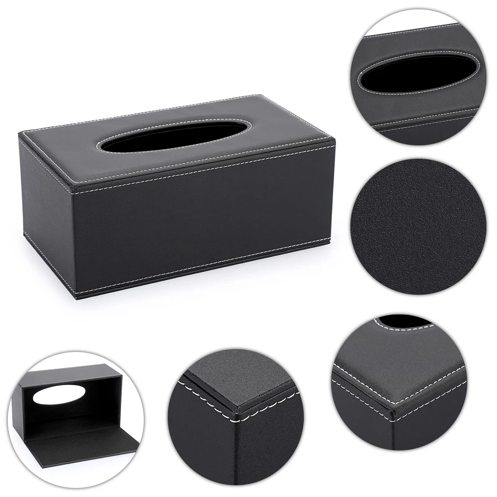 Rectangular Leather Tissue Box Stylish Holder Magnetic Bottom Decorative PU Tissue Box