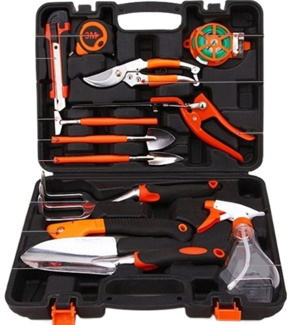 Набор садовых инструментов с металлическим горшком