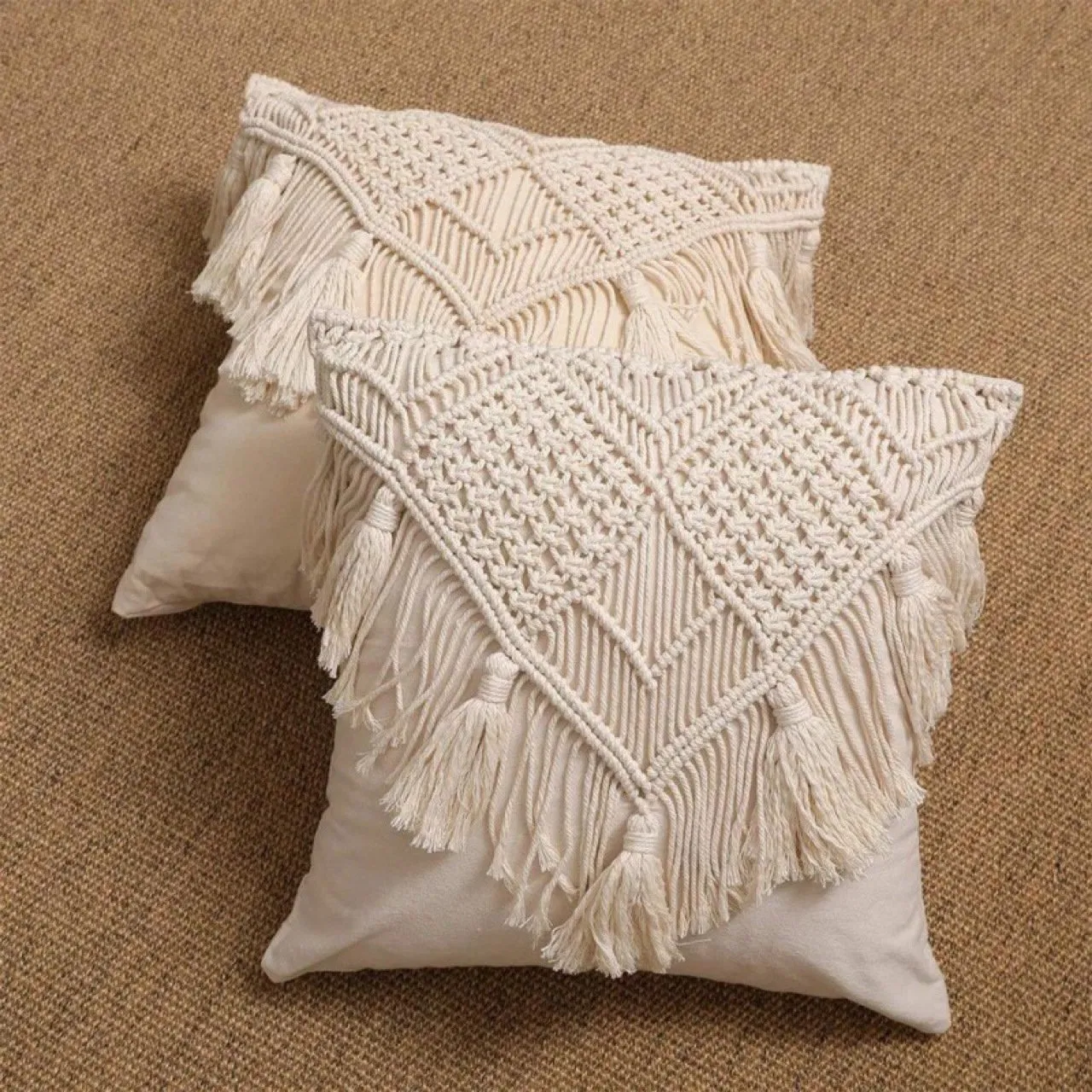 Boho Pillowcase Handmade Macrame Cushion Cover Geometry Bohemia Ethnic Pillow Cover