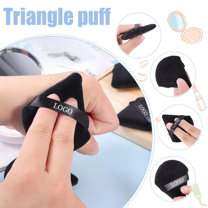 Di Tong Cosmetic Accessories 3-Piece Customized Private Brand Triangle Powder Puff Velvet Makeup and Beauty Powder Puff