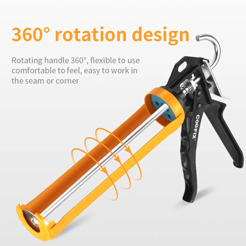 Heavy-Duty 11-Inch Yellow Metal Caulk Gun for Adhesive Cartridges