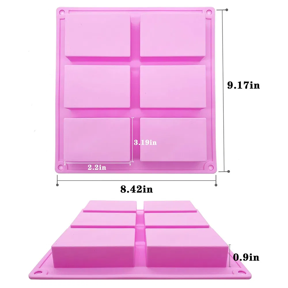 Custom Logo Factory Stock 6 Cavities Rectangle Shape Silicone Cake Mold DIY Soap Making Molds Candles Molds Silicone Large