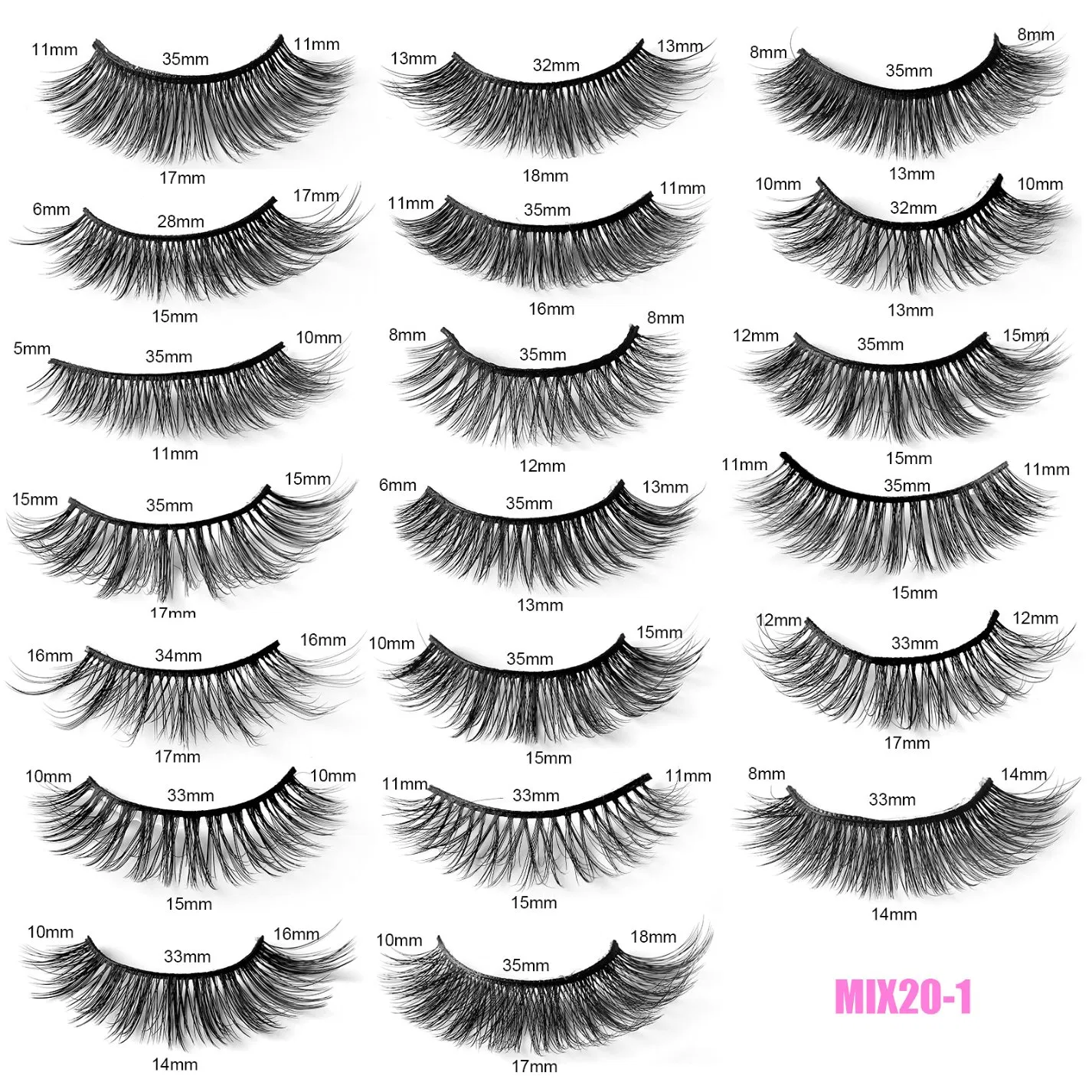Makeup 20 Pairs 6D Faux Lashes Fluffy Natural Mink False Eyelashes Dramatic Volume Lashes Bulk Long Eyelash Extension