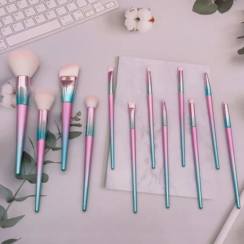 12 PCS Starter Makeup Brushes Soft Fur Face Brush Foundation Brush Powder Brush Highlight Brush Blush Brush Contour Concealer Cosmetic Brushes