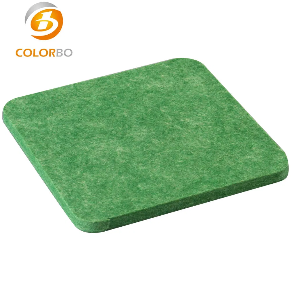 CBB10 Grass Green Color Sound Absorption Materials Polytester Fiber 9mm Panel