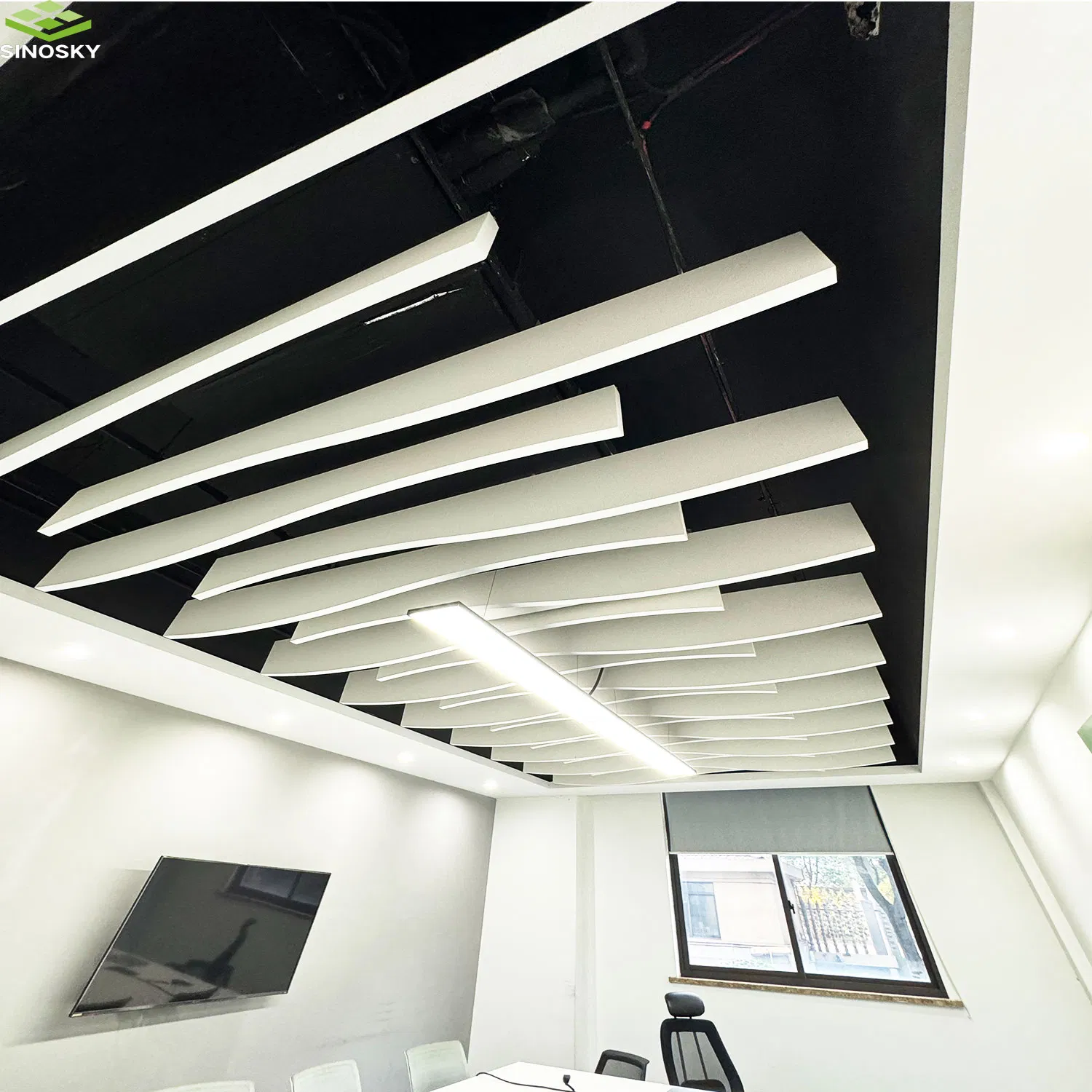 Customized Fiberglass Suspended Ceiling Acoustic Baffle Wave Design Wall Panel